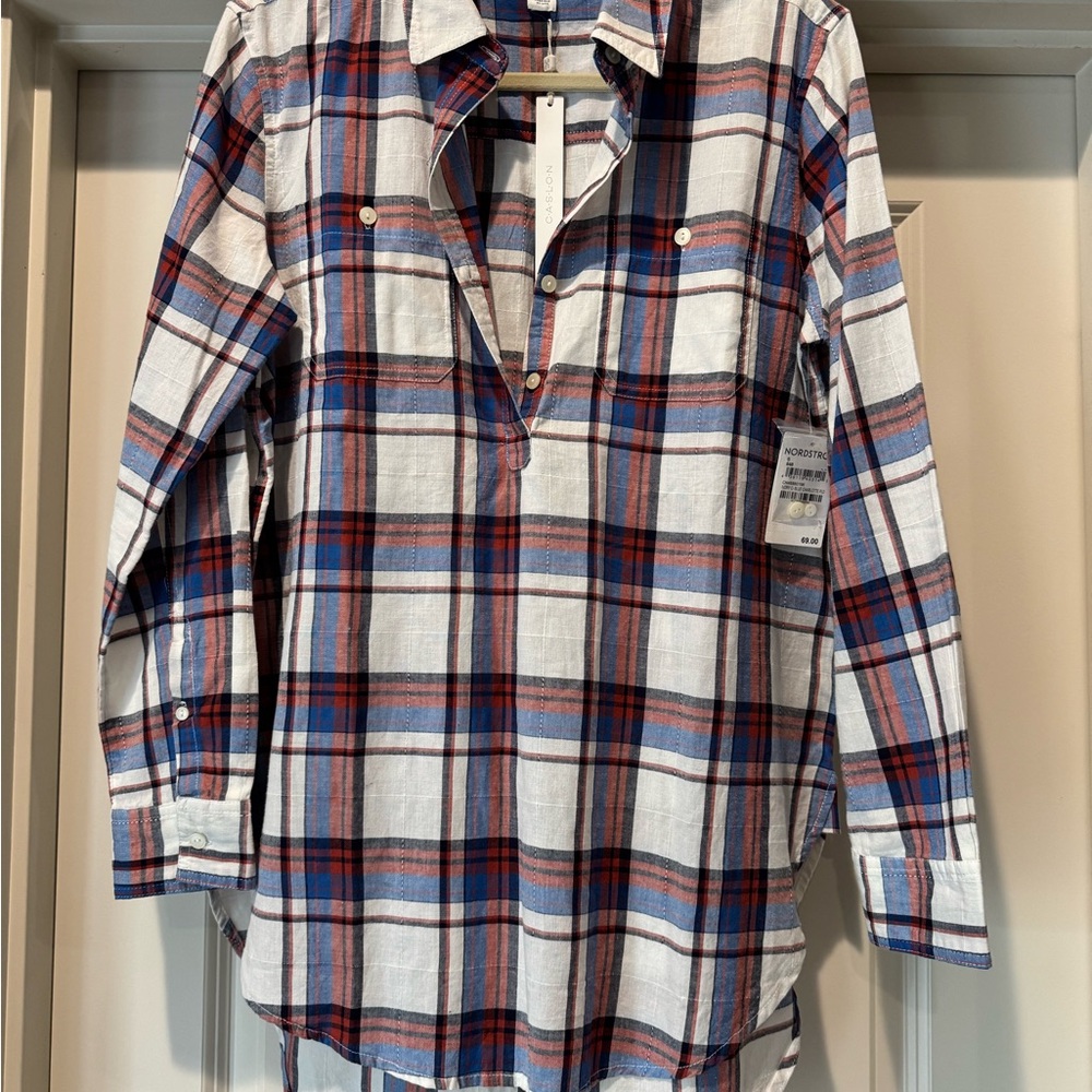 Caslon Blue and Red Tunic Top